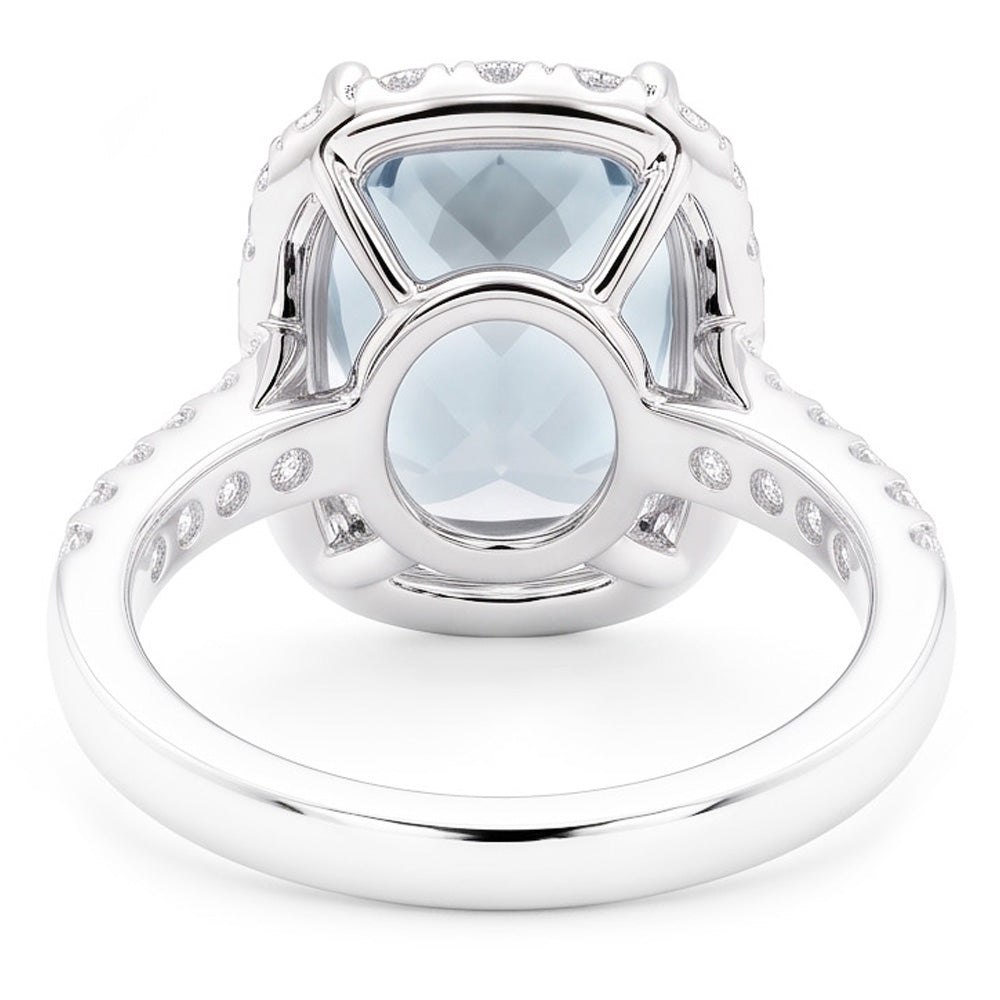 Verlobungsring 11,25 Kt Aquamarin mit Diamanten Weißgold 14K
