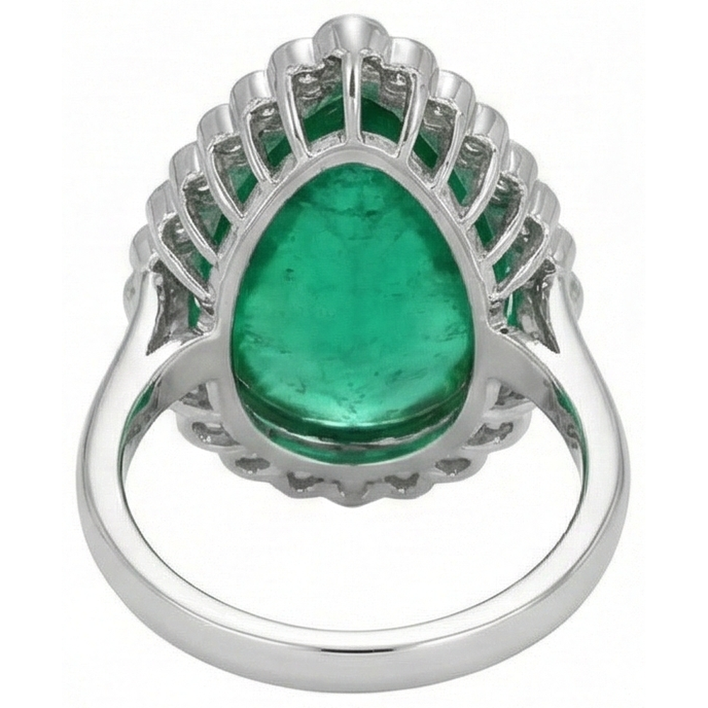 echter round smaragd 7.75Karat ring mit Diamantbesatz
