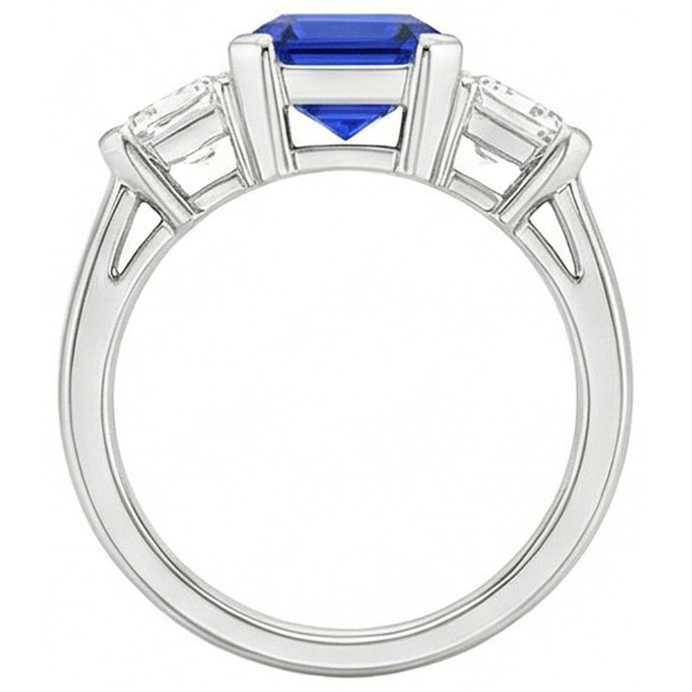 echter asscher diamant 2Karat ring Profilansicht