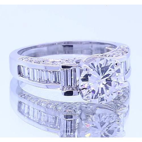 Verlobungsring Rund & Baguette Natürliche Diamant 2.50 Karat