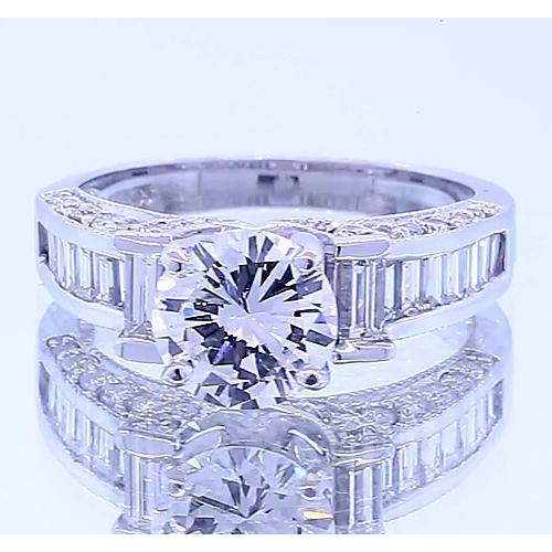 Verlobungsring Rund & Baguette Natürliche Diamant 2.50 Karat
