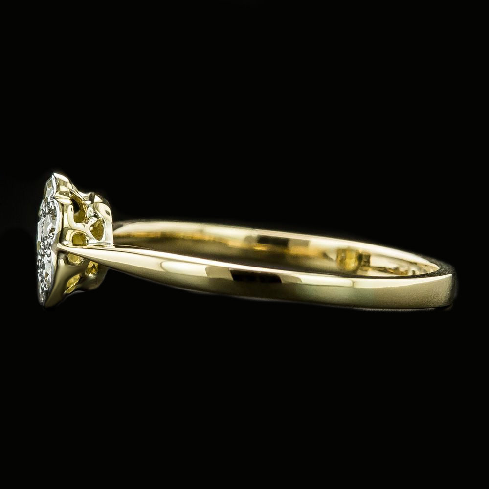 Verlobungsring Runder Alter Minenschliff Echt Diamantring 1,25 Karat Blumenstil