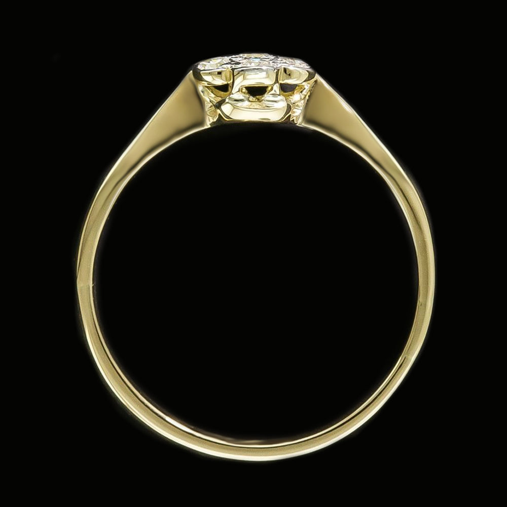 Verlobungsring Runder Alter Minenschliff Echt Diamantring 1,25 Karat Blumenstil