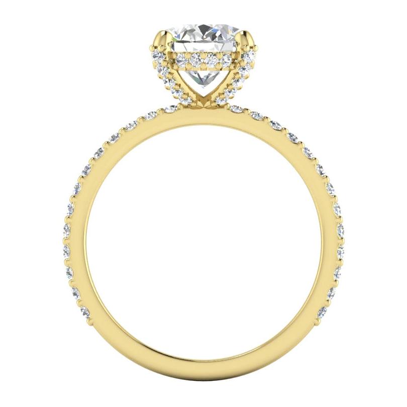 Versteckt Halo Ring Mit Oval Pave Echt Diamant