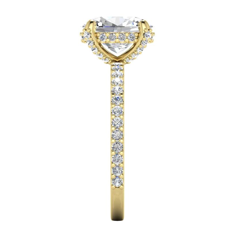 Versteckt Halo Ring Mit Oval Pave Echt Diamant
