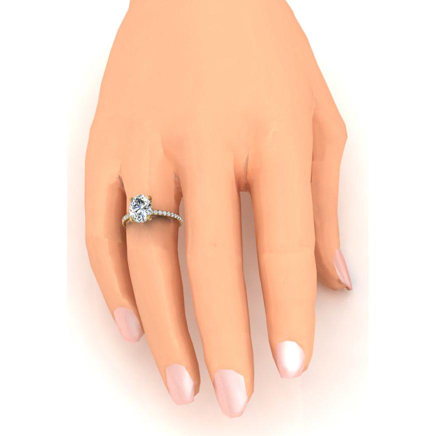 Versteckt Halo Ring Mit Oval Pave Echt Diamant