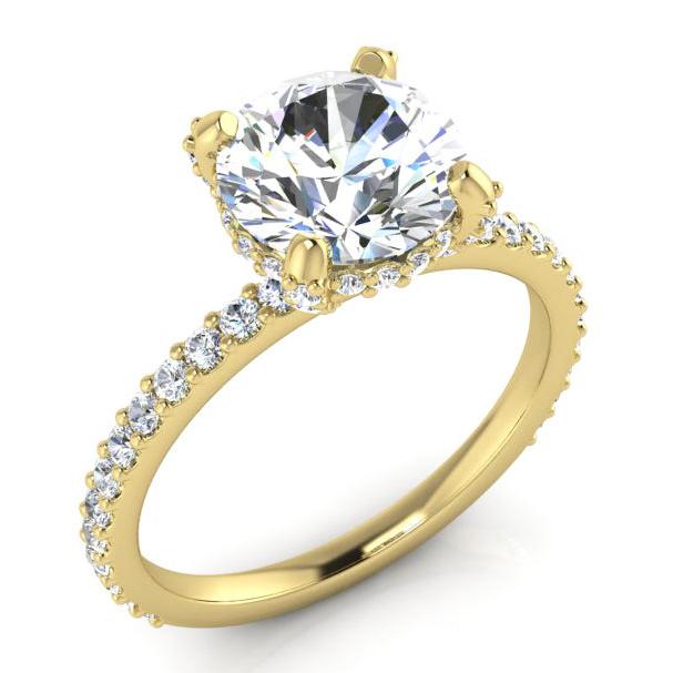 Versteckt Halo Ring Mit Rund Pave Echt Diamant