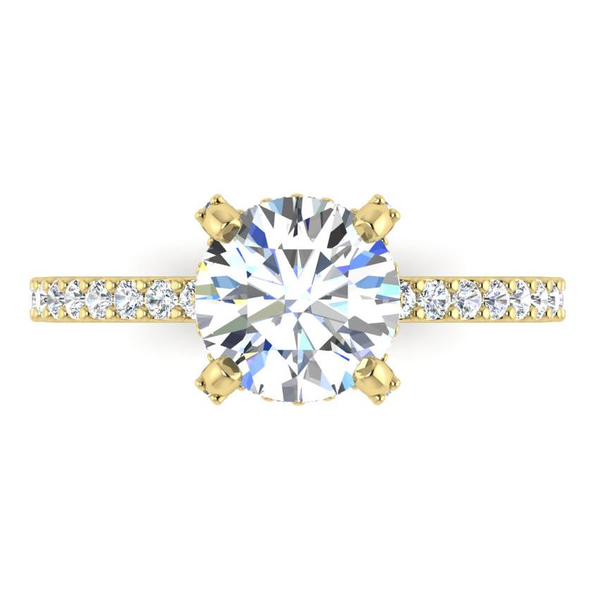 Versteckt Halo Ring Mit Rund Pave Echt Diamant