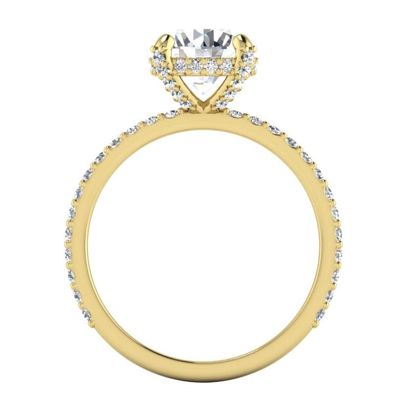 Versteckt Halo Ring Mit Rund Pave Echt Diamant