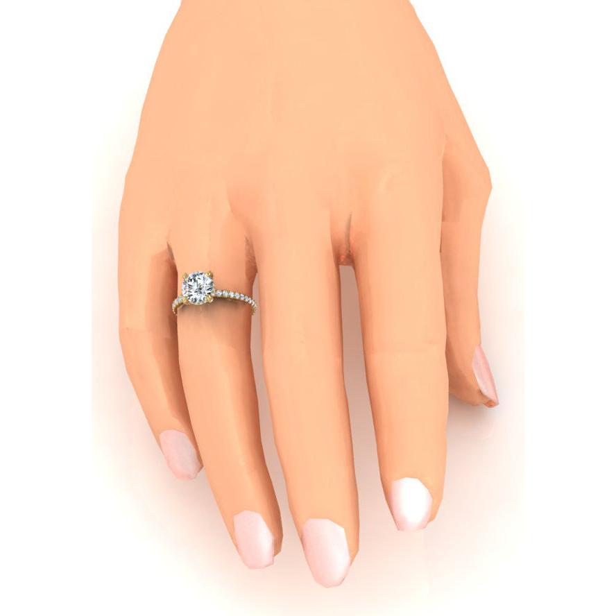 Versteckt Halo Ring Mit Rund Pave Echt Diamant
