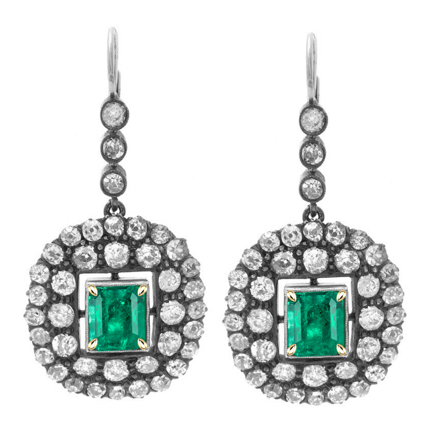 Edler Kolumbianischer Smaragd Gemstone Earring 2 Karat – Hauptansicht