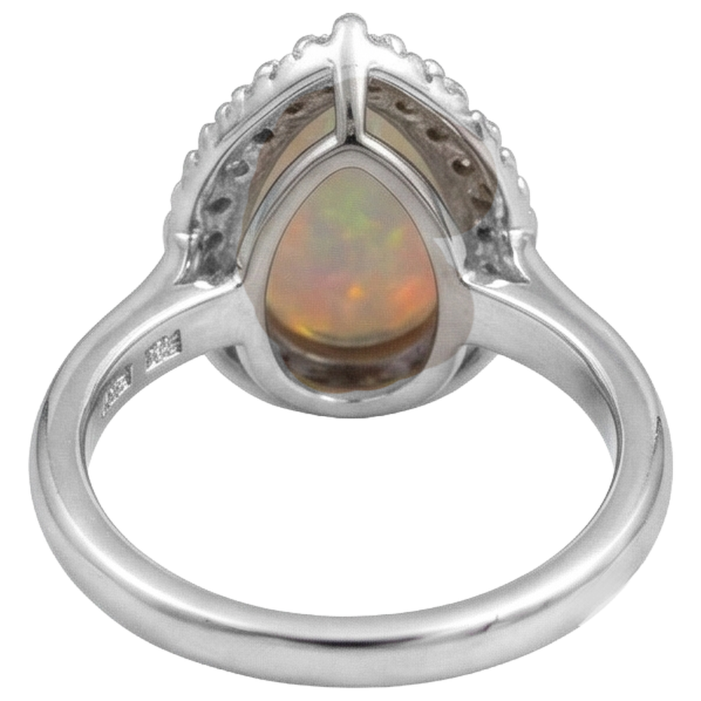 Weißgold 14K Opal und Diamanten 11,25 Karat Verlobungsring Neu