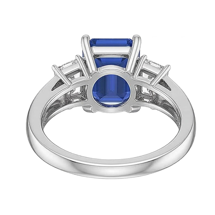 Weißgold 3 Steine Smaragd Saphir Ring 2,75 Karat Strahlende Natürlicher Diamant ( nicht im Labor gezüchtet )en
