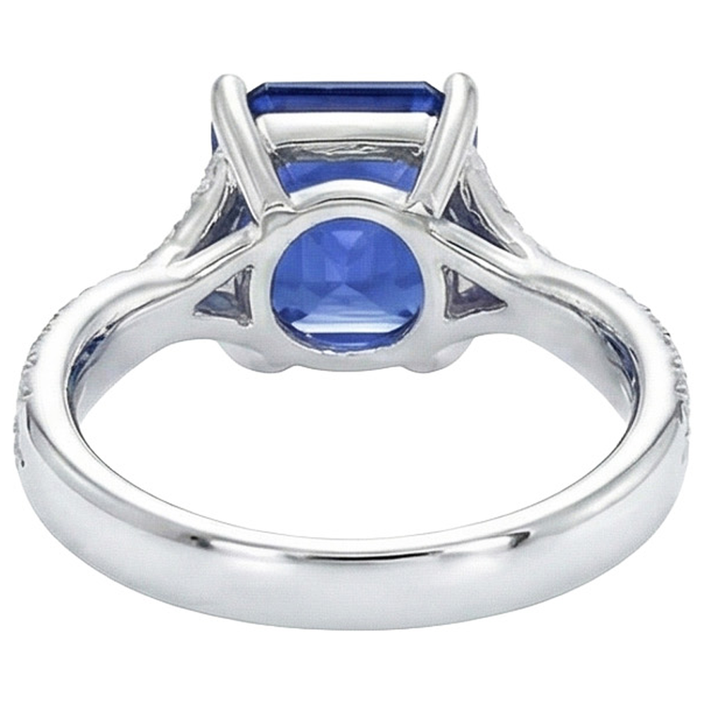 echter asscher diamant 4.50Karat ring Profilansicht