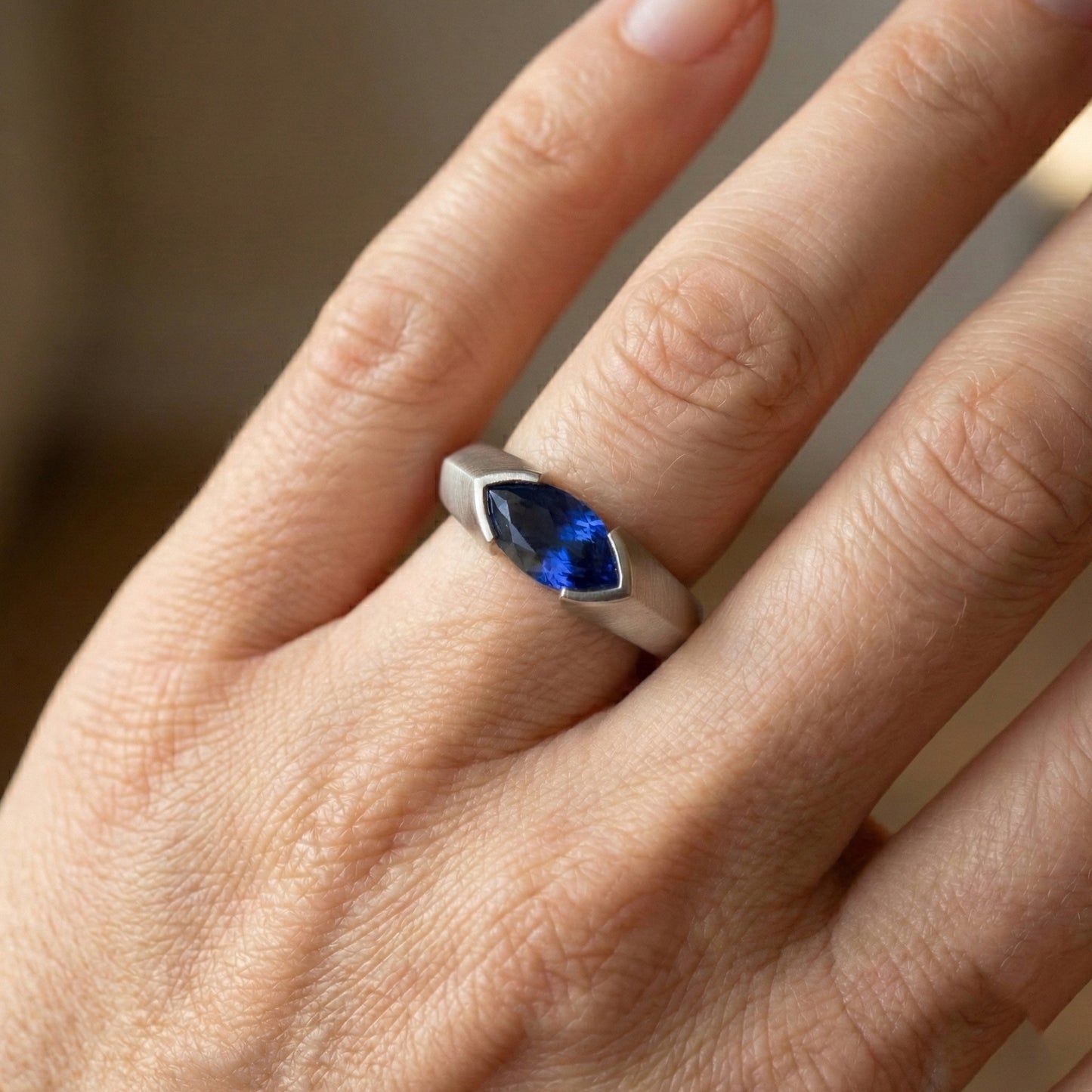 echter oval diamant 1Karat ring Band Detail