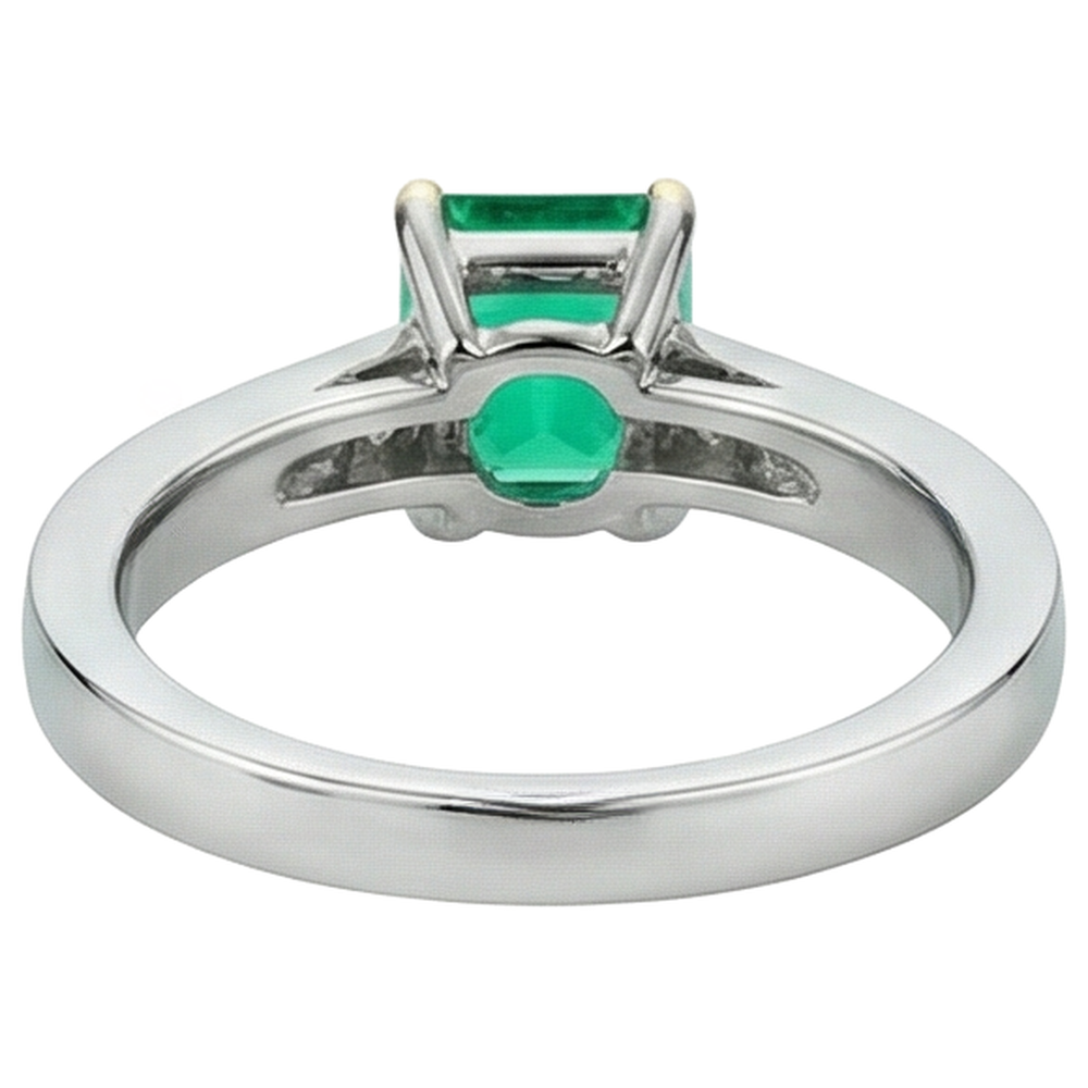 Smaragd-Schliff Smaragd Ring in 14 Karat Zweifarbig Gold – Rückansicht