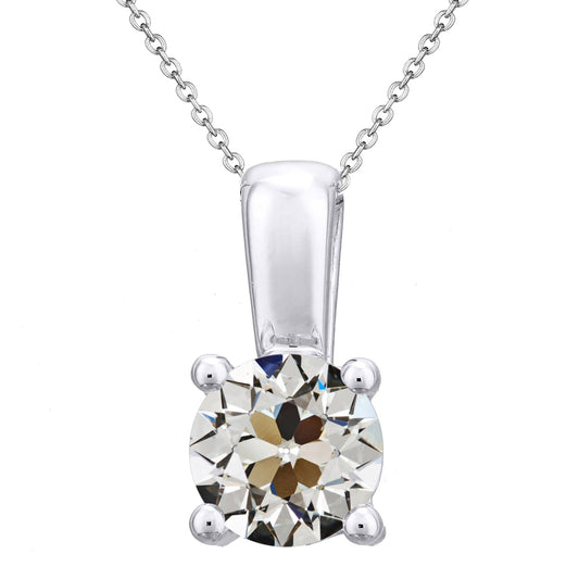 Diamant Antik-Kissen-Schliff Anhänger-Halskette in 14K Weißgold – Hauptansicht