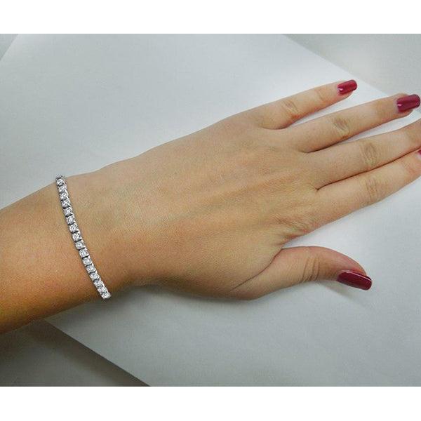 Wunderschönes Rundes Echt Diamant Tennisarmband 6 Karat Weißgold 14k