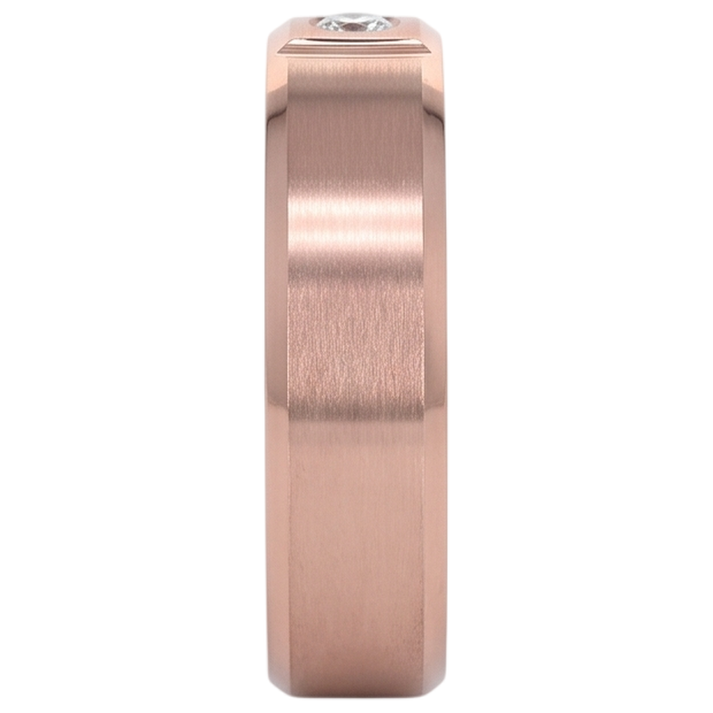 Zigeuner-Natürliche Diamant Herrenring Mit Satin-Finish, 0,25 Karat Roségold, 14 Karat
