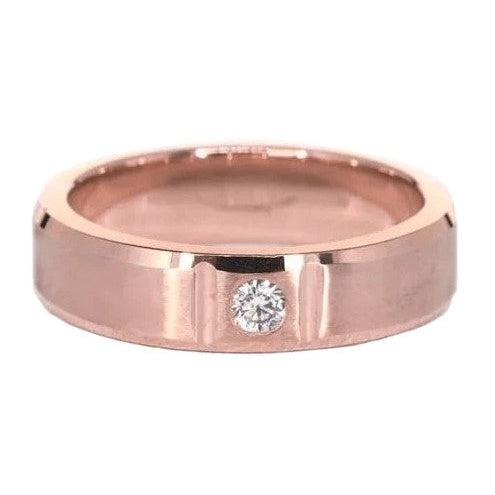 Zigeuner-Natürliche Diamant Herrenring Mit Satin-Finish, 0,25 Karat Roségold, 14 Karat
