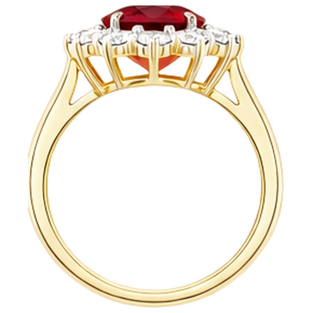 Zweifarbiger Gold 14K 4,75 Kt Roter Rubin Ring mit Diamanten Neu