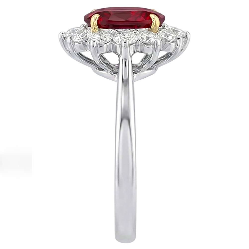 echter oval rubin 5.75Karat ring Profilansicht