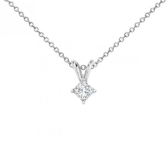 0.75 Karat Prinzessinnenschnitt Echte Diamant Damen Anhänger Weißgold 14K