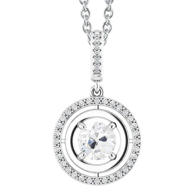 14K Gold-Echt Diamant-Anhänger, Rund, Altschliff, Krappenfassung, 2.50 Karat