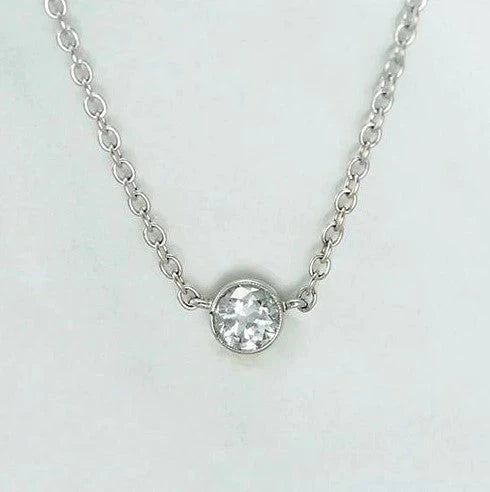 1.50 Karat Solitaire Lünette Echt Diamant-Anhänger-Halskette Gold Weiß