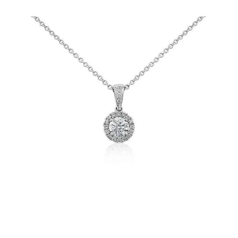 1.69 Karat Echt Diamant-Anhänger-Halskette im Rundschliff Neu Weißgold 14K