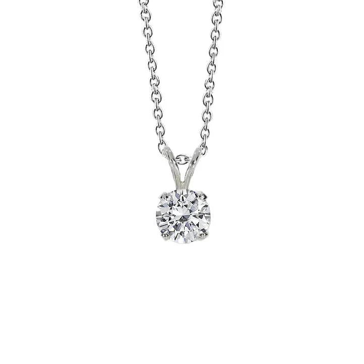 2 Karat Runder Solitär-Echt Diamant-Anhänger Weißgold Schmuck Neu