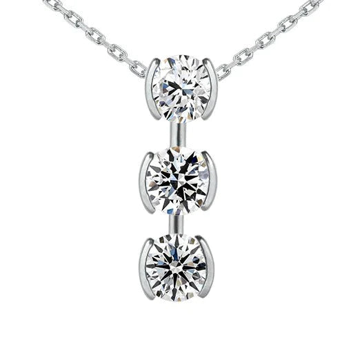 3 Karat Echte Diamond Journey Anhänger Halbe Lünette Set 3 Stein Schmuck
