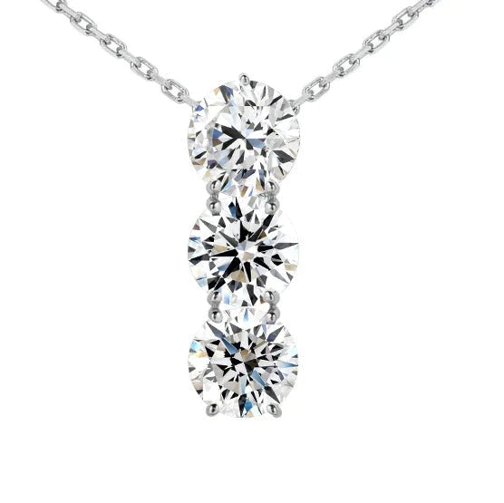 6 Karat 3-Stein-Echt Diamant-Schmuck Vergangenheit Gegenwart Zukunft Reise Anhänger