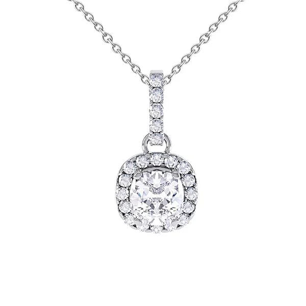 Anhänger Halskette Mit Kette 2,60 Karat Echte Diamanten Weißgold 14K