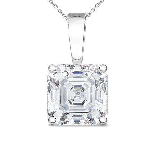 Asscher Cut Damen Solitär Natürliche Diamant Anhänger 2 Karat Weißgold 14K