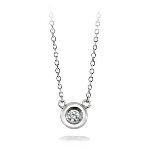 Brillantschliff Echte Diamant Anhänger Halskette Lünette Set 0.50 Karat WG 14K