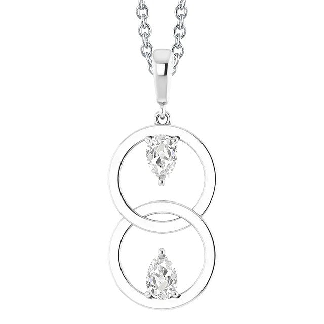 Double Circle Echte Diamond Anhänger Birne Old Miner 2 Stone & Bail 2 Karat