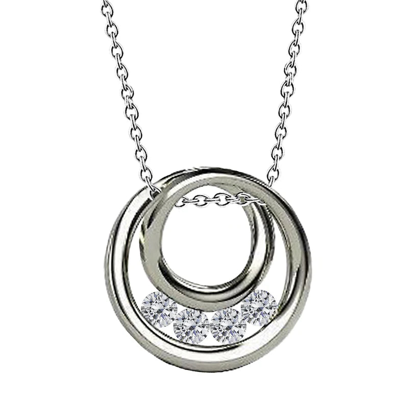 Echte Anhänger Aus Massivem Weißgold 14K 2 Karat Runder Diamant-Kreis-Halskette