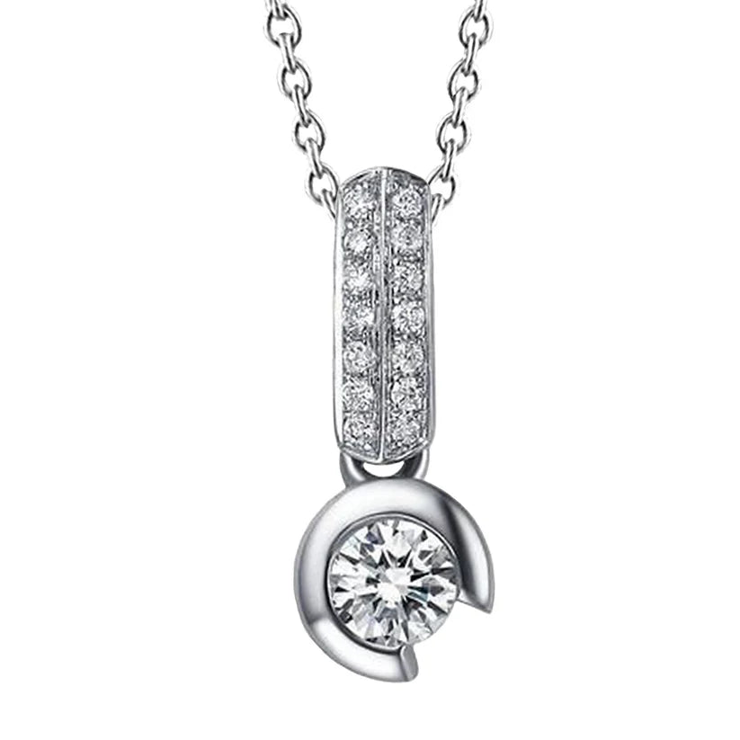 Funkelnd Rundschnitt 1.70 Ct Natürliche Diamanten Halskette Anhänger Weißgold 14K