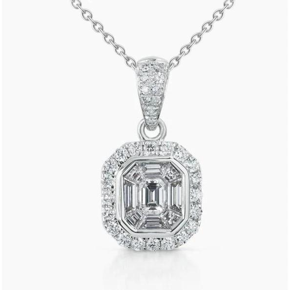 Funkelnde Lünette Mit Natürliche Diamanten Anhänger Halskette 2.25 Karat Weißgold