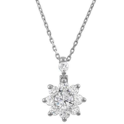 Funkelnde Natürliche Diamant-Anhänger-Halskette im Rundschliff 3,95 Karat Weißgold 14K