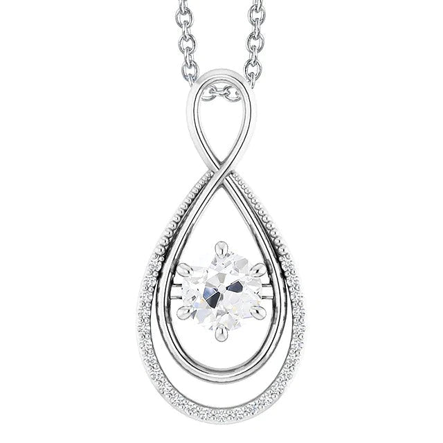 Gold 14K Altschliff-Echte Diamant-Anhänger Mit Kette 2 Karat Infinity-Stil