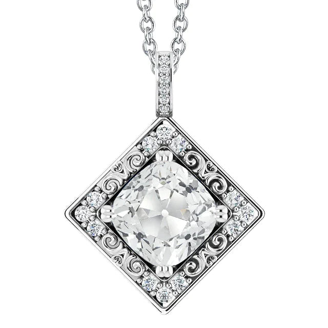Halo-Natürliche Diamant-Anhänger Rund & Kissen Old Miner Prong Set 6,50 Karat