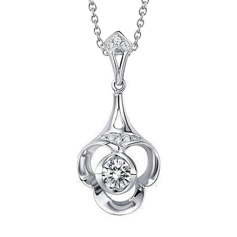 Halskette Mit Anhänger 1.50 Ct Echte Diamanten im Brillantschliff Weißgold 14K