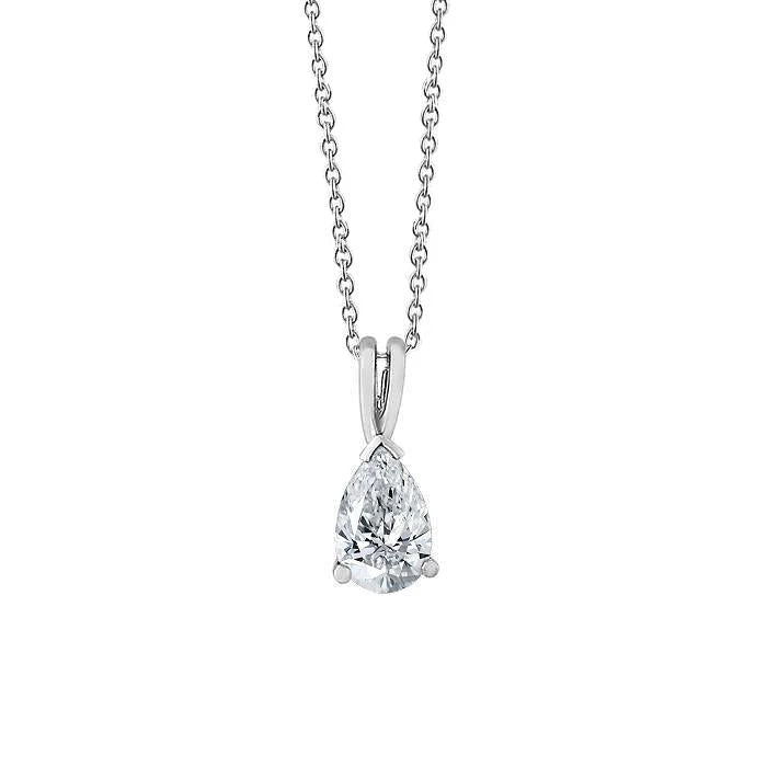 Halskette Mit Anhänger Mit Kette 1.50 Karat Weißgold Mit Natürliche Diamant im Birnenschliff