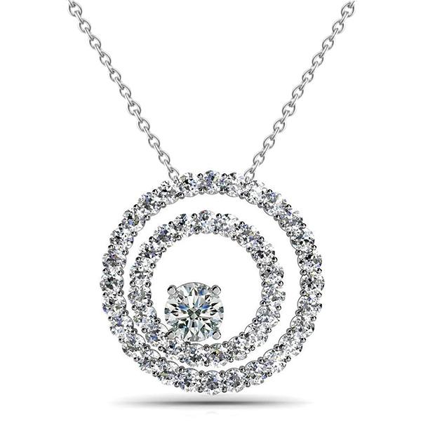 Kreis Anhänger Halskette 1.49 Karat Wunderschöne Echt Diamanten Weißgold 14K Neu