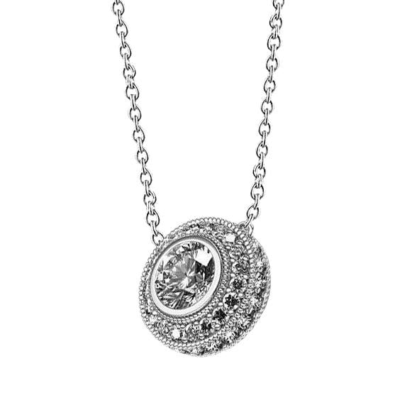 Runde Halo Natürliche Diamant Anhänger Halskette Lünette Set 2.5 Karat Weißgold 14K