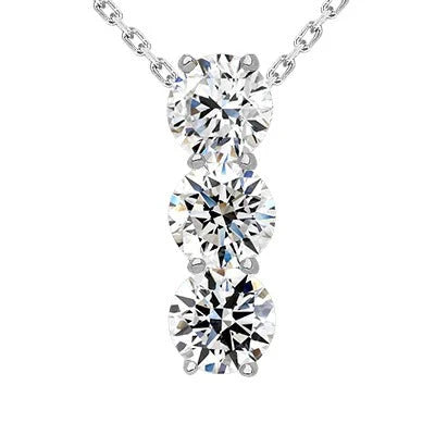 Runder Natürliche Diamant 3 Stein Journey Anhänger 3.75 Karat Gold 14K