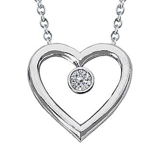 Runder Natürliche Diamant-Herzform-Anhänger 0.50 Kt Weißgold 14K