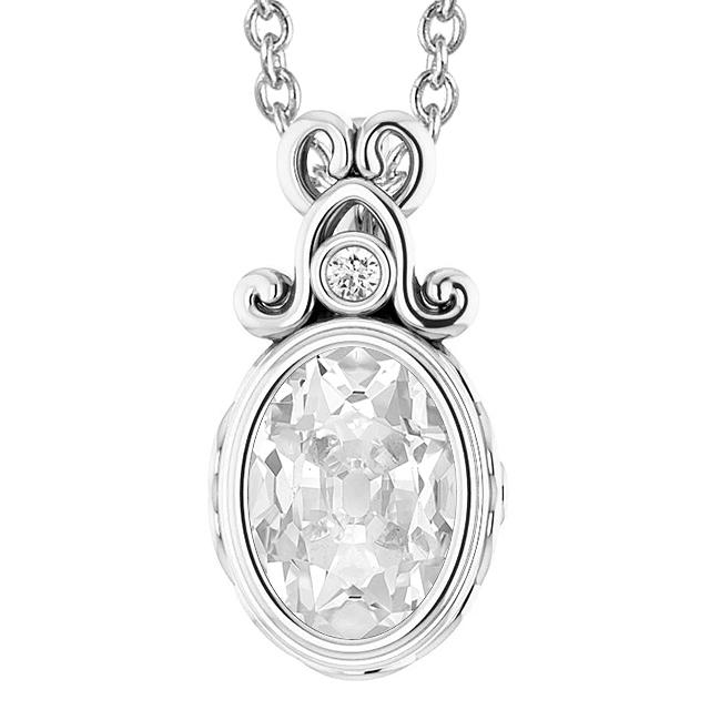 Runder & Ovaler Altschliff Diamant Anhänger Slide Lünette Set 2 Stein 5,50 ct. - harrychadent.ch